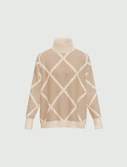 Emme Dorato High Neck Knit Sweater Ecru