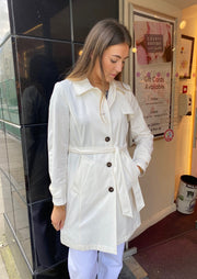 Emme Regular Single-Breasted Trench Coat Ivory