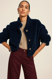 Emme Vicenza Faux Fur Reversible Bomber Jacket Navy