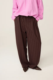 Fabienne Chapot Charlot Trousers Brown Pinstripe
