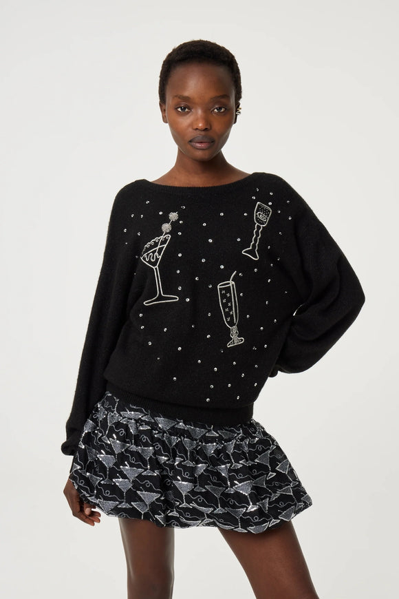 Fabienne Chapot Cocktail Bar Knit Sweater Black