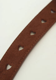 Fabienne Chapot Cut It Out Heart Suede Belt Chocolate