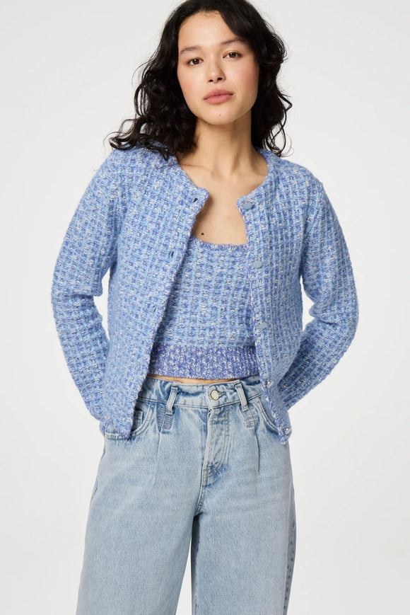 Fabienne Chapot Josh Tweed Cardigan Powder Blue