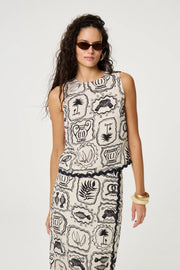 Fabienne Chapot Porto Top Cosy White/Black Print