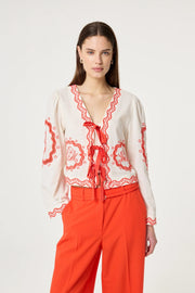 Fabienne Chapot Serviette Blouse Cosy White/Tangerine