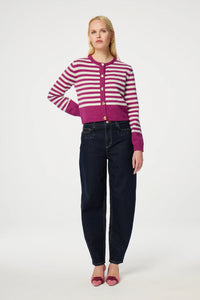 Fabienne Chapot Stine Knit Striped Cardi Plum Party