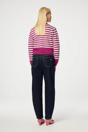 Fabienne Chapot Stine Knit Striped Cardi Plum Party