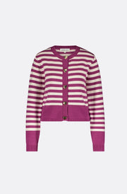 Fabienne Chapot Stine Knit Striped Cardi Plum Party