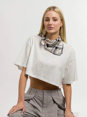 Fraas Silk Scarf Check Pattern Butter Cream