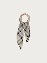 Fraas Silk Scarf Check Pattern Butter Cream
