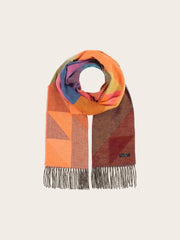 Fraas Knit Scarf Geo Pattern Pink MLT