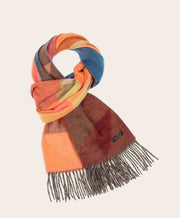 Fraas Knit Scarf Geo Pattern Pink MLT