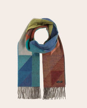 Fraas Knit Scarf Geo Pattern Blue MTL