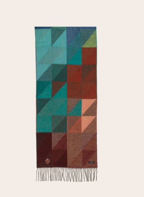 Fraas Knit Scarf Geo Pattern Blue MTL