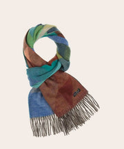 Fraas Knit Scarf Geo Pattern Blue MTL