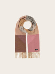 Fraas Knit Scarf Colourblock Hearts Powder Rose
