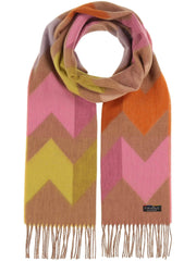 Fraas Knit Zig-Zag Print Cashmink Scarf Rose Multi