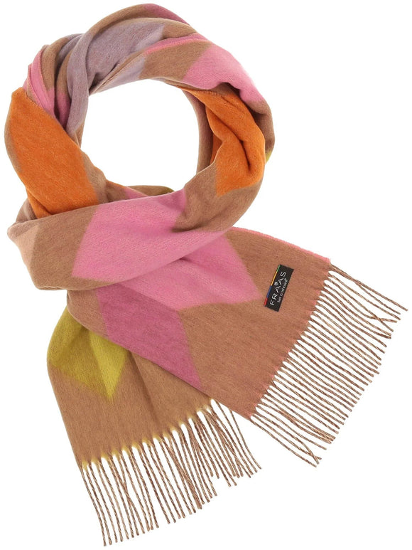 Fraas Knit Zig-Zag Print Cashmink Scarf Rose Multi