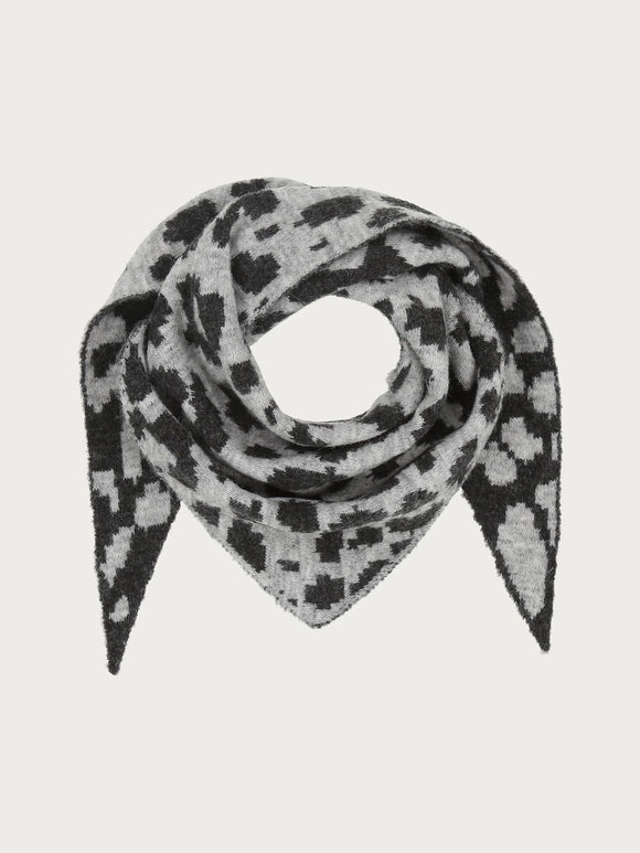 Fraas Knit Scarf With Leo Print Grey