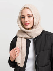 Fraas Ribbed Knitted Wool Hooded Blend Scarf Cashew