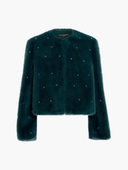 French Connection Mackenzie Faux Fur Jacket Dark Teal