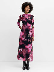 French Connection Talluah Tarrisa Mesh Midi Dress Black Multi