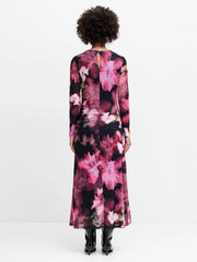 French Connection Talluah Tarrisa Mesh Midi Dress Black Multi