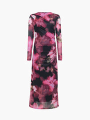 French Connection Talluah Tarrisa Mesh Midi Dress Black Multi