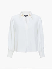 French Connection Arezzo Neck Trim Blouse Winter White