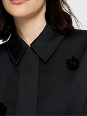 French Connection Celia Embellished Satin Jacket Black