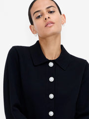 French Connection Ellaria Pearl Trim Cardigan Black