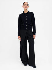 French Connection Ellaria Pearl Trim Cardigan Black