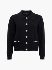 French Connection Ellaria Pearl Trim Cardigan Black