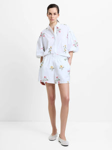 French Connection Alissa Floral Embroidered Shorts Linen White  County  Boutique