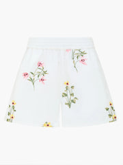 French Connection Alissa Floral Embroidered Shorts Linen White