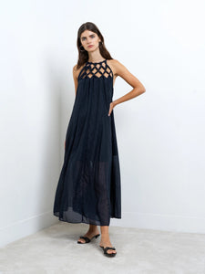 French Connection Beth Lurex Maxi Dress Navy – County Boutique