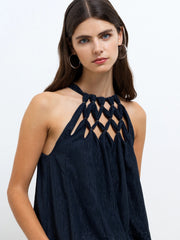 French Connection Beth Lurex Maxi Dress Navy