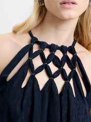 French Connection Beth Lurex Maxi Dress Navy