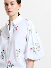 French Connection Cambria Floral Embroidered Shirt Linen White Multi