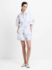 French Connection Cambria Floral Embroidered Shirt Linen White Multi