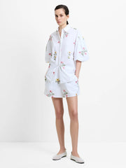 French Connection Cambria Floral Embroidered Shirt Linen White Multi