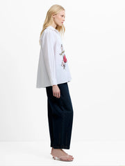 French Connection Cambria Flower Embroidered Shirt Linen White Multi