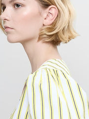 French Connection Cambria Cotton Peplum Top Yellow/Navy Stripes