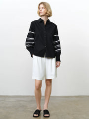 French Connection Cambria Ric Rac Shirt Black/Linen White