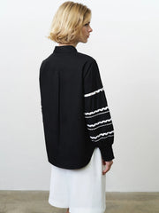 French Connection Cambria Ric Rac Shirt Black/Linen White
