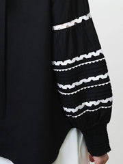 French Connection Cambria Ric Rac Shirt Black/Linen White