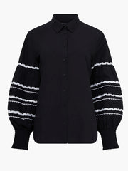 French Connection Cambria Ric Rac Shirt Black/Linen White