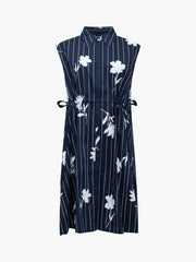 French Connection Cambria Cotton Drawstring Dress Navy/White