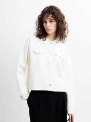 French Connection Cersei Knit Denim Jacket Porcelain Cream