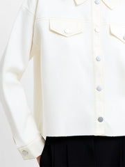 French Connection Cersei Knit Denim Jacket Porcelain Cream